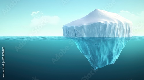 A striking iceberg floating in serene blue waters, showcasing the beauty and majesty of nature's frozen landscapes.