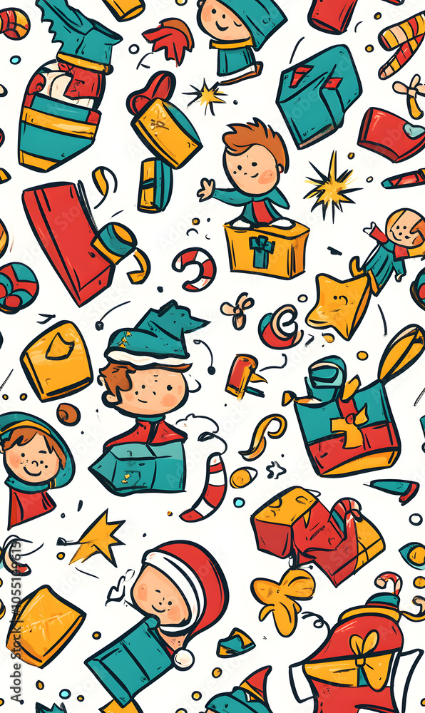 Seamless Pattern Whimsical Christmas and New Year Doodles Featuring Festive Icons, Cozy Winter Scenes, and Seasonal Decorations in Vibrant Colors Seamless Pattern Whimsical Christmas and New Year Doodles Featuring Festive Icons, Cozy Winter Scenes, and Seasonal Decorations in Vibrant Colors