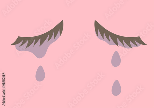 溢れてこぼれ落ちる涙のしずくのベクターイラストレーション