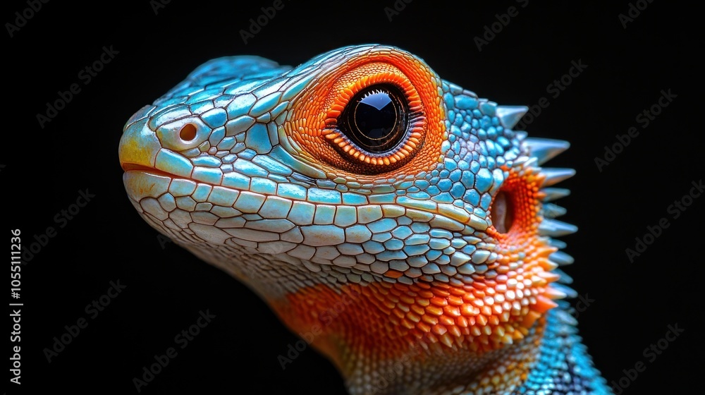 Close-up of a vibrant lizard showcasing detailed textures and colors. Close-up of a vibrant lizard showcasing detailed textures and colors.
