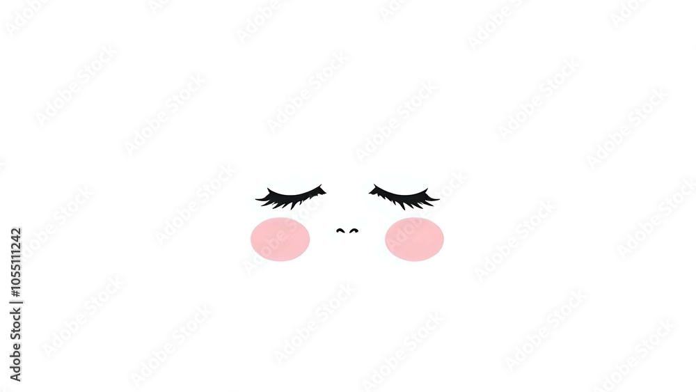 Blushing Face Silhouette on White Background Blushing Face Silhouette on White Background