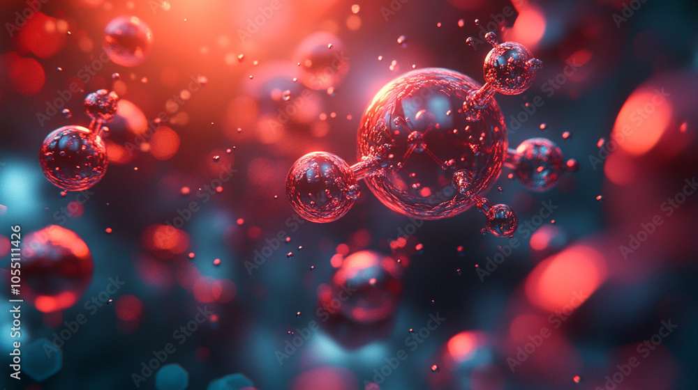 Abstract scientific data visualization with molecules and chemical bonds floating in space, glowing softly, with room for text. Abstract scientific data visualization with molecules and chemical bonds floating in space, glowing softly, with room for text.