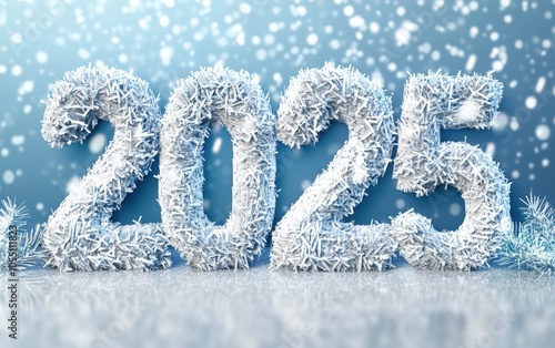 winter holiday 3d text "2025" background 