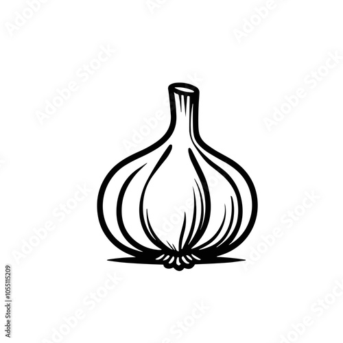 Garlic Illustration, Elegant Lines, Spicy Kitchen Element