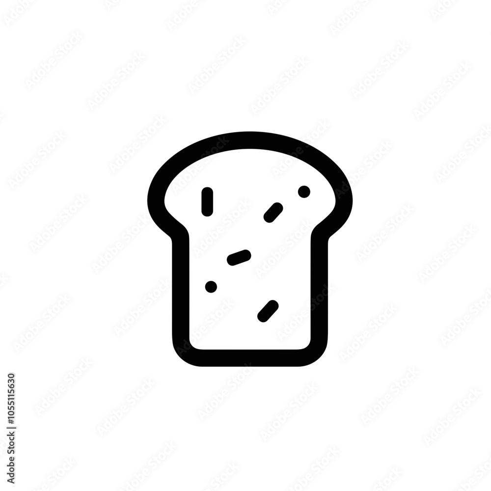 Bread Slice in Vector Style, Black and White, Essential Staple Icon Bread Slice in Vector Style, Black and White, Essential Staple Icon