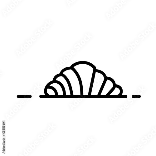 Croissant Rising over Horizon in Vector Style, Black and White, Creative Bakery Art