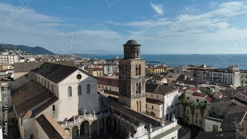 Il centro storico di Salerno con i monumenti, chiese e cupole. Campania, Italia.
Vista aerea dei principali monumenti e chiese di Salerno, città di mare del sud Italia. photo