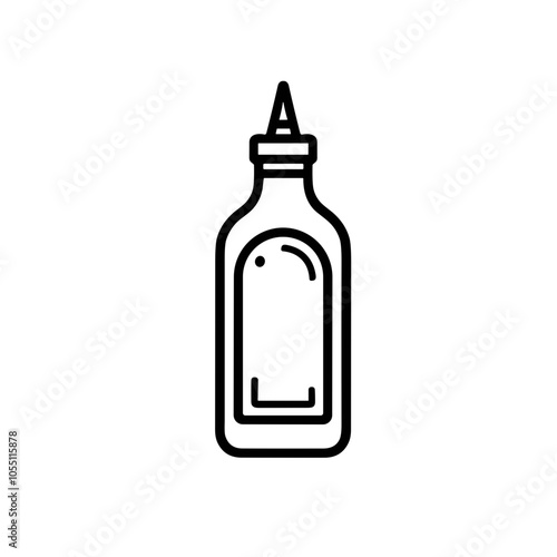 Condiment Squeeze Bottle Line Art, Black and White, Kitchen Tool
