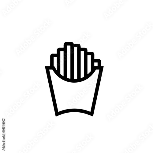 Stylized French Fry Container, Black and White, Fast Food Art
