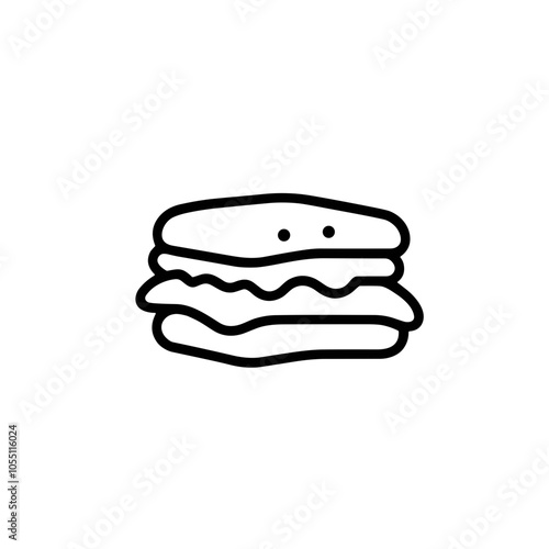 Minimalist Burger Icon, Black and White, Fast Food Symbol