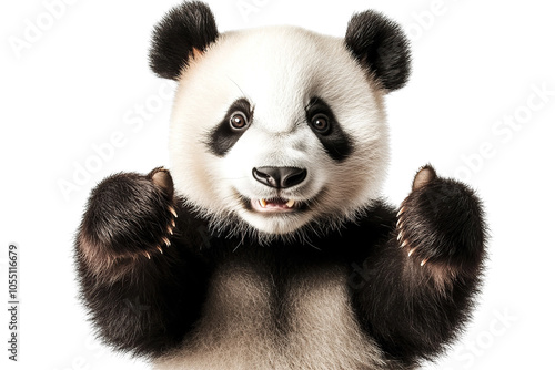 Cute panda giving a thumbs up on a transparent background. photo