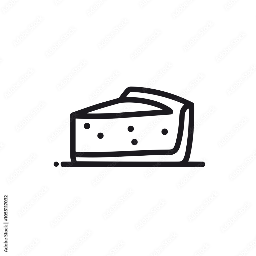 Fototapeta premium Cake Slice Icon, Black and White, Dessert Illustration