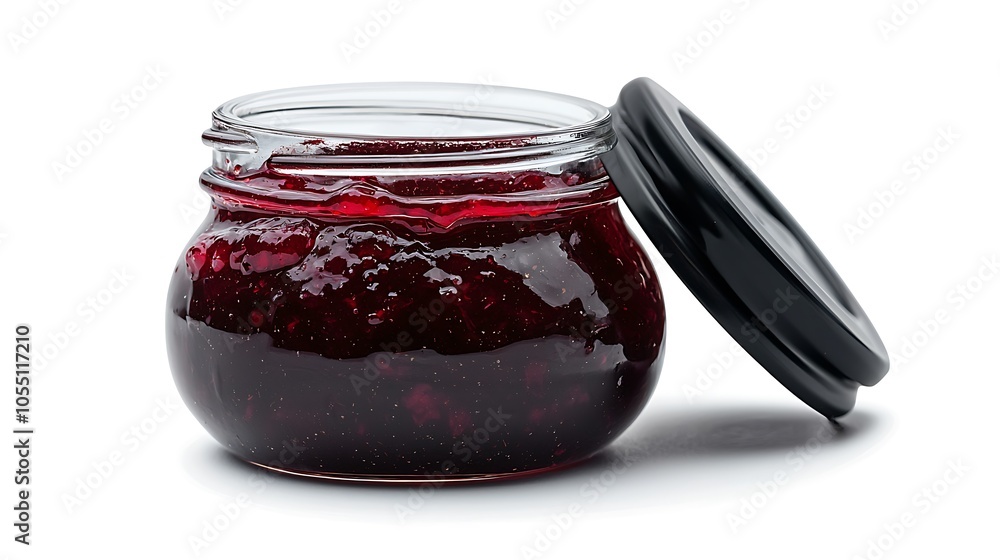 Homemade Blackberry Jam: A close-up shot of a glass jar filled with homemade blackberry jam, with the lid slightly ajar, showcasing the rich. Homemade Blackberry Jam: A close-up shot of a glass jar filled with homemade blackberry jam, with the lid slightly ajar, showcasing the rich.