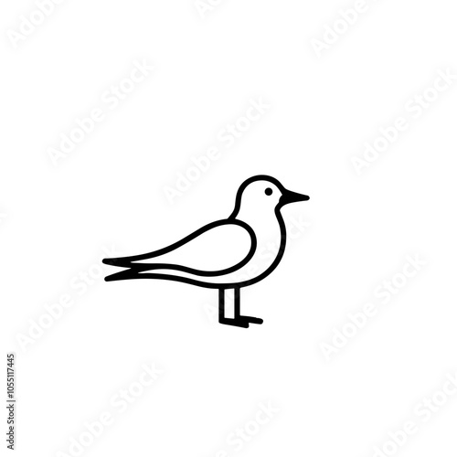 Standing bird vector in line art, nature illustration