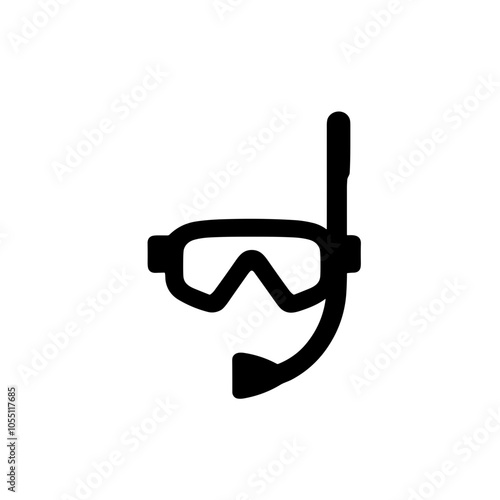 Snorkel and Goggles Icon in Classic Black and White, Snorkeling Essentials Symbol