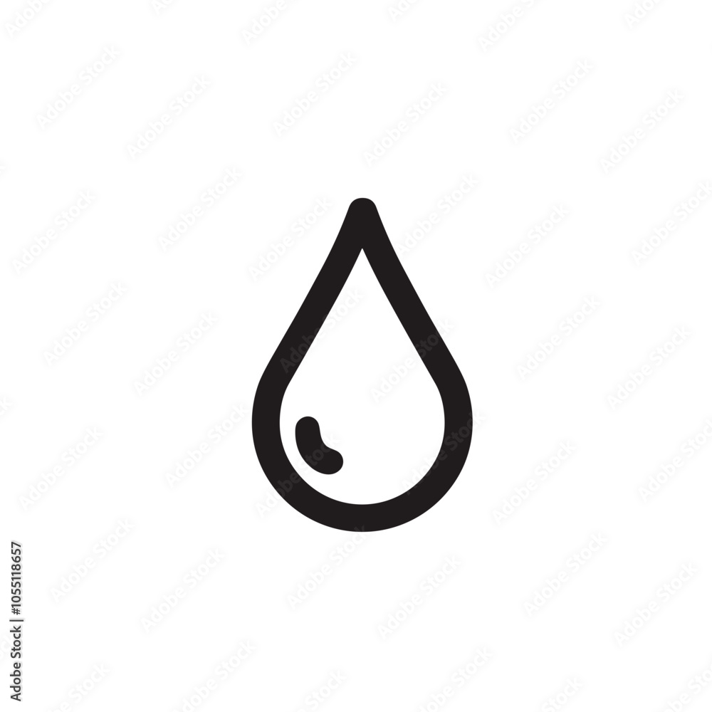 Black Line Water Drop Icon Vector Illustration Black Line Water Drop Icon Vector Illustration