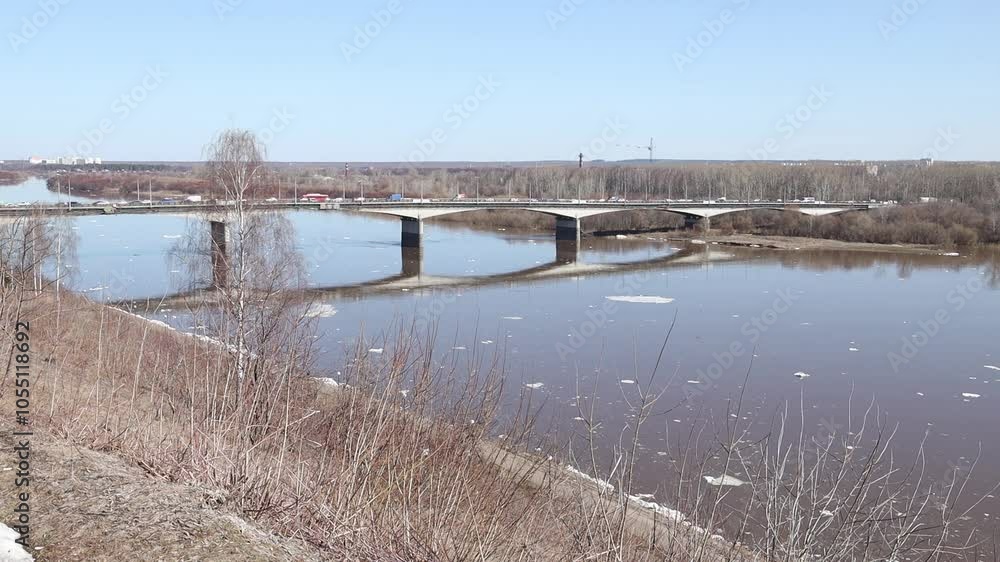 spring ice drift on the Vyatka river Kirov city spring ice drift on the Vyatka river Kirov city
