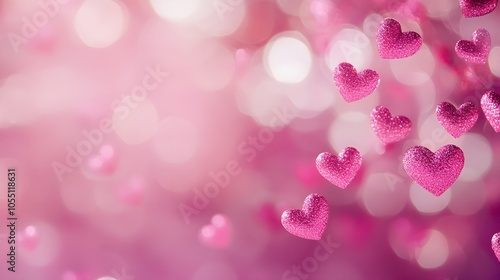 A magenta pink background with heart-shaped bokeh light