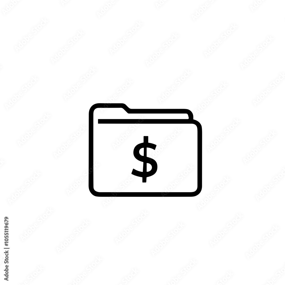 Financial Folder with Dollar Sign Vector, Black and White, Business Data Financial Folder with Dollar Sign Vector, Black and White, Business Data