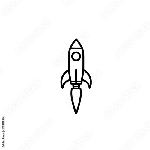 Rocket Icon, Minimalist Vector, Black and White, Innovation Representation