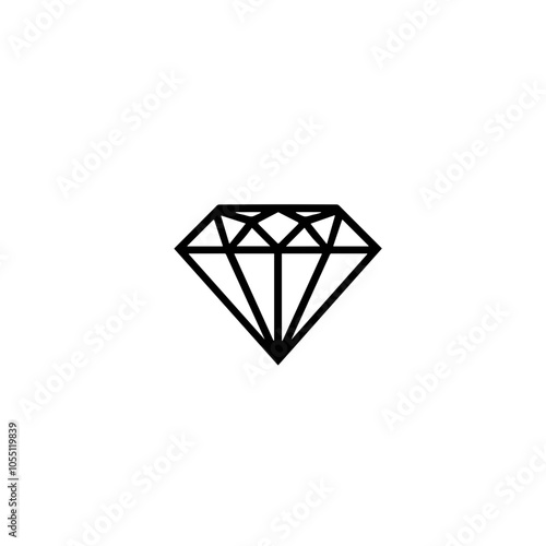 Gem Icon, Minimalist Vector, Black and White, Wealth Representation