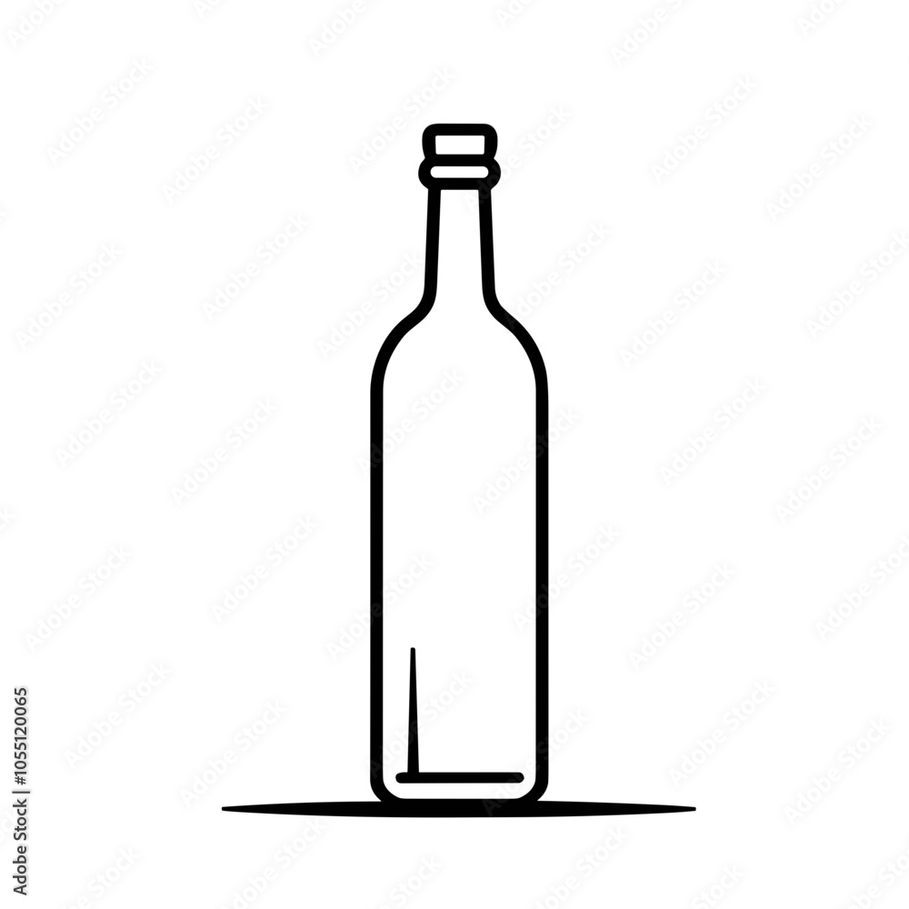 Wine Bottle Outline Icon, Vector Design, Simple Black and White, Beverage Art Wine Bottle Outline Icon, Vector Design, Simple Black and White, Beverage Art