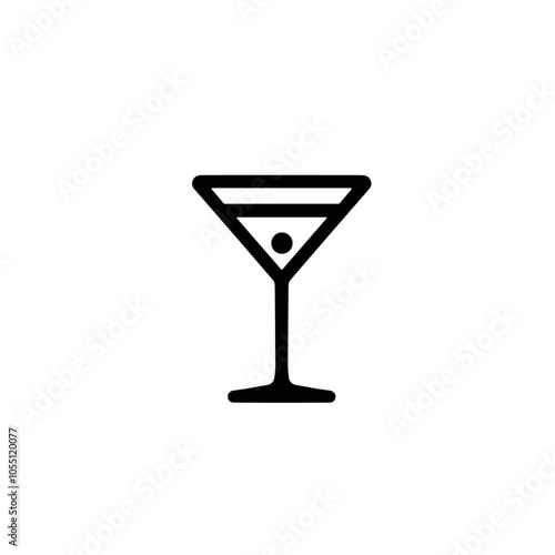 Martini Glass Line Art Icon Vector Minimalist Black Cocktail Theme