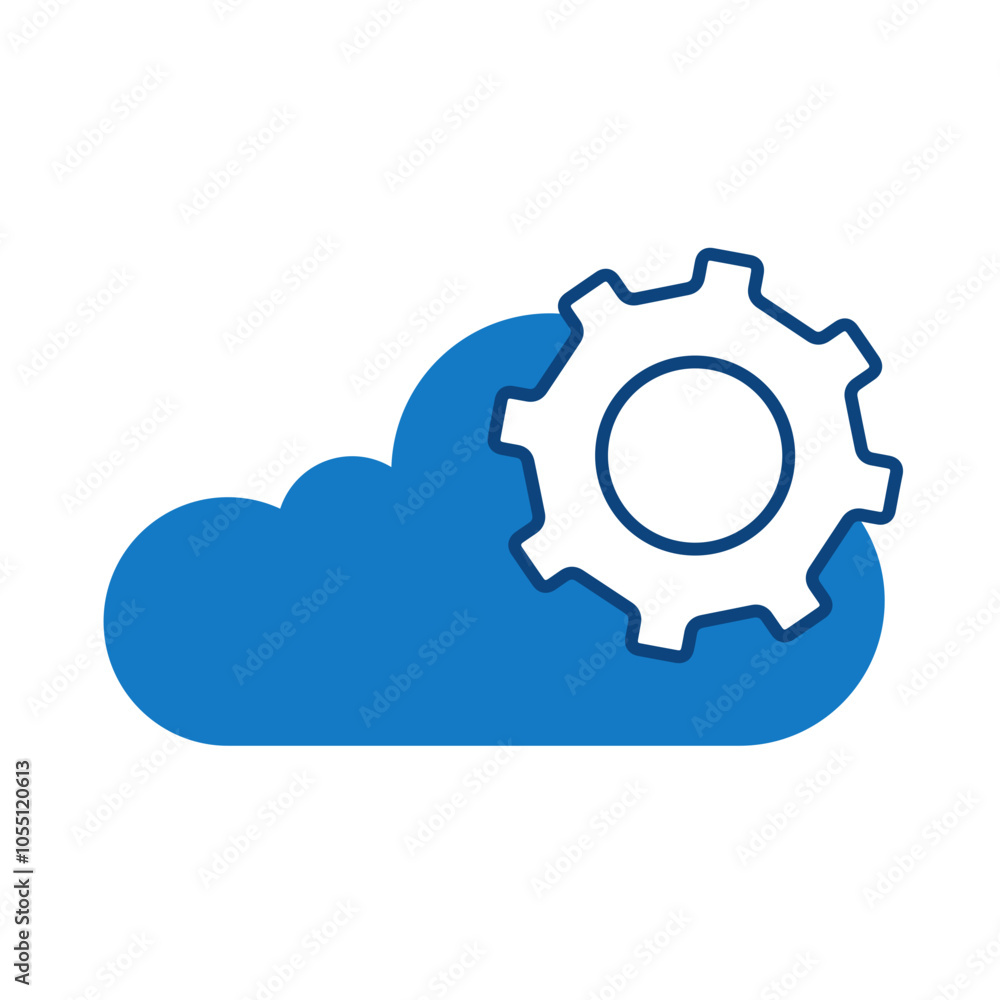 Cloud Gear Blue Icon. Cloud Technology Editable Stroke Vector Illustration Cloud Gear Blue Icon. Cloud Technology Editable Stroke Vector Illustration
