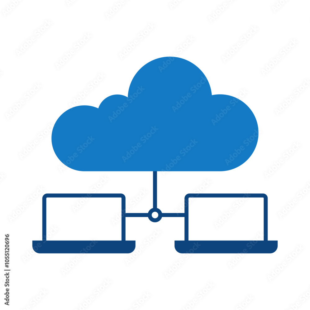 Cloud Computing Blue Icon. Cloud Technology Editable Stroke Vector Illustration Cloud Computing Blue Icon. Cloud Technology Editable Stroke Vector Illustration