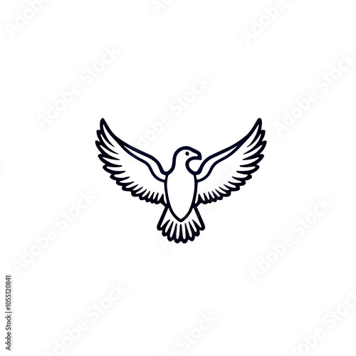 Dove Flying Illustration, Peace and Freedom, Monochrome