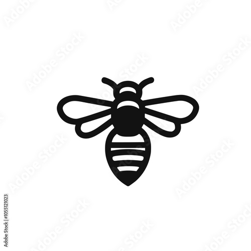 Black Bee Vector Illustration in Silhouette Style