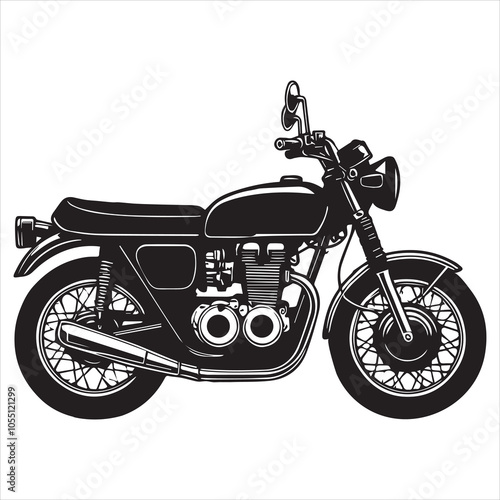 Classic Motorcycle Silhouettes Design - Motor cycle Vector illustration in black and white
 