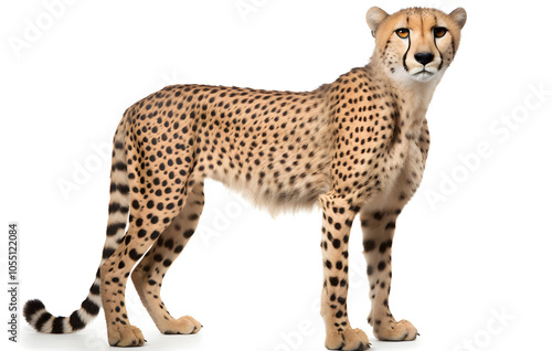 Cheetah or leopard on a white background, showing the beauty of these fast-moving big cats in the wild. photo