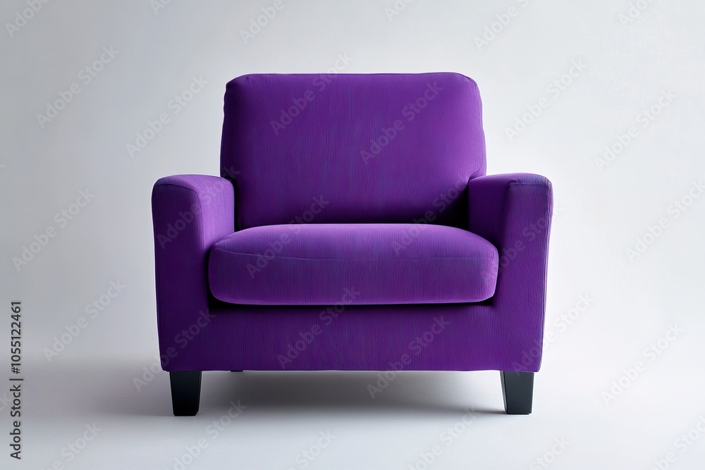 front view modern stylish minimalist purple armchair isolated on white background front view modern stylish minimalist purple armchair isolated on white background