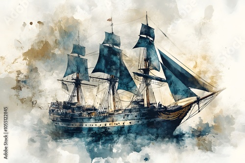 Wooden ship illustration. raster version photo