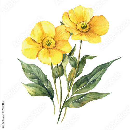 wallflower watercolor clipart illustration