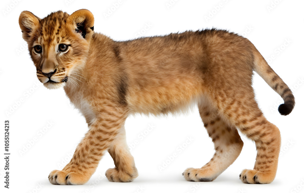 Cute lion cub on white background Cute lion cub on white background