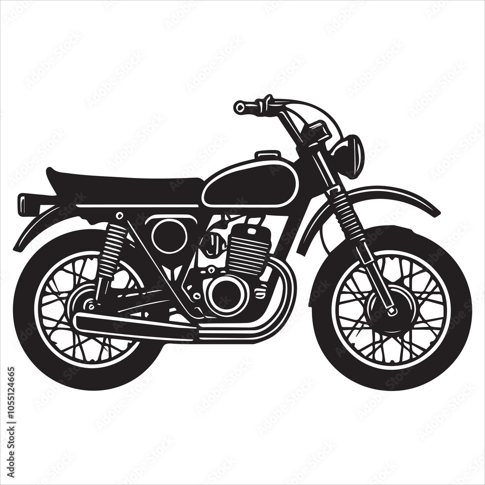 Obraz premium Classic Motorcycle Silhouettes Design - Motor cycle Vector illustration in black and white 