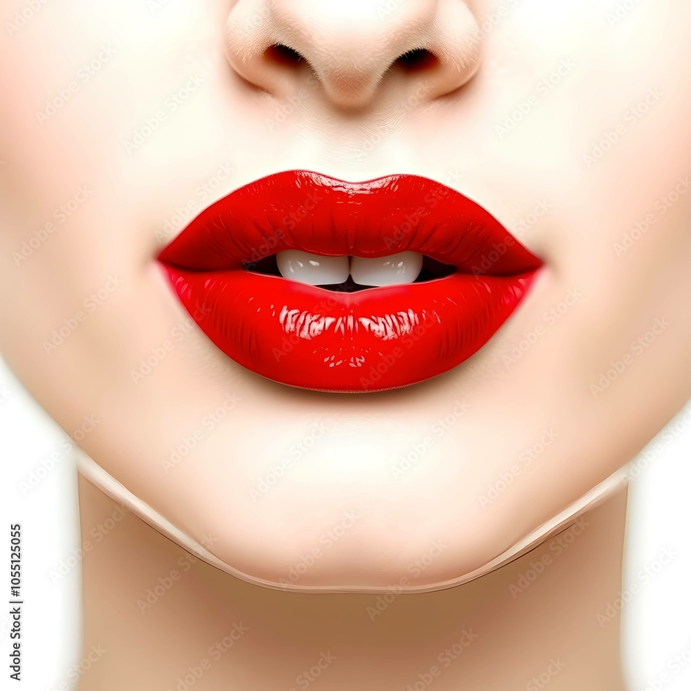 Obraz premium Red lips kiss isolated
