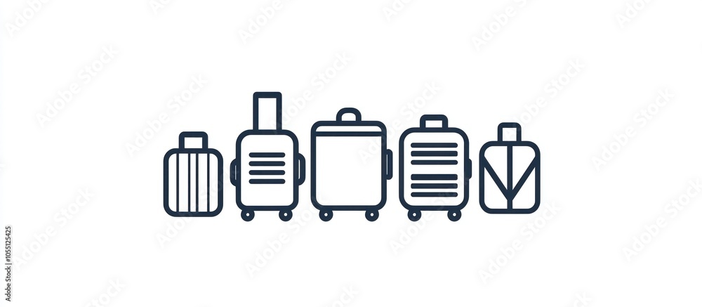 Travel essentials represented by a sleek luggage line icon. Travel essentials represented by a sleek luggage line icon.