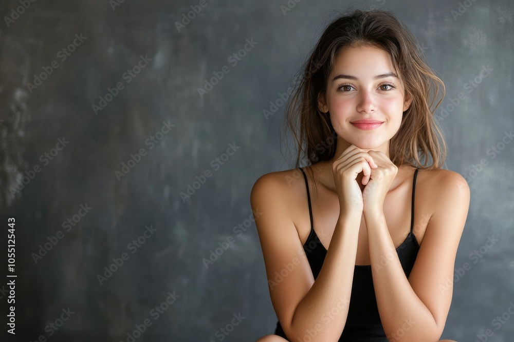 Naklejka premium Young Latina Woman Posing with a Bright Smile