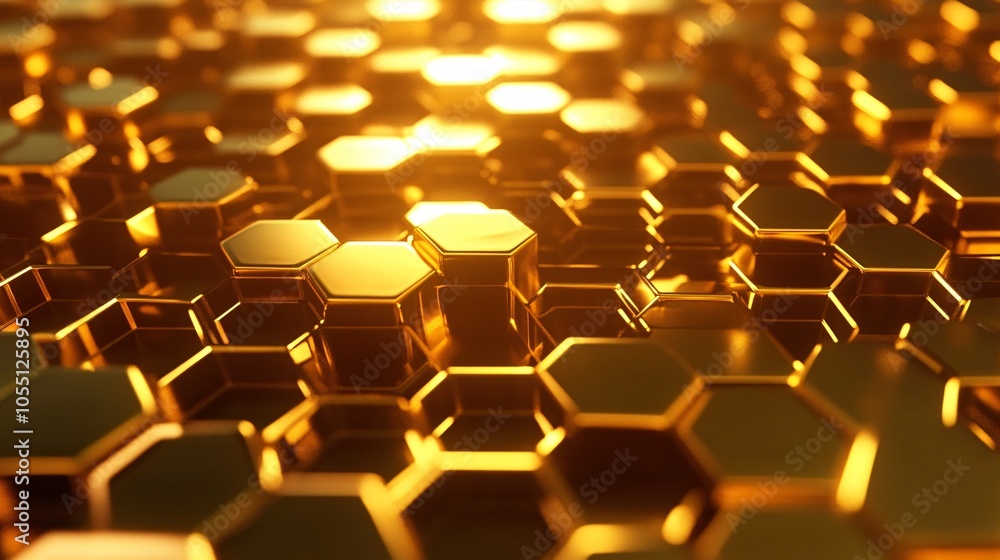 Golden Hexagonal Pattern - Abstract Geometric Background Golden Hexagonal Pattern - Abstract Geometric Background