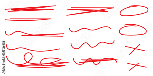 Colored underline. Chaotic lines. Hand drawn sketchy underlines. Colorful illustration. Elements for design