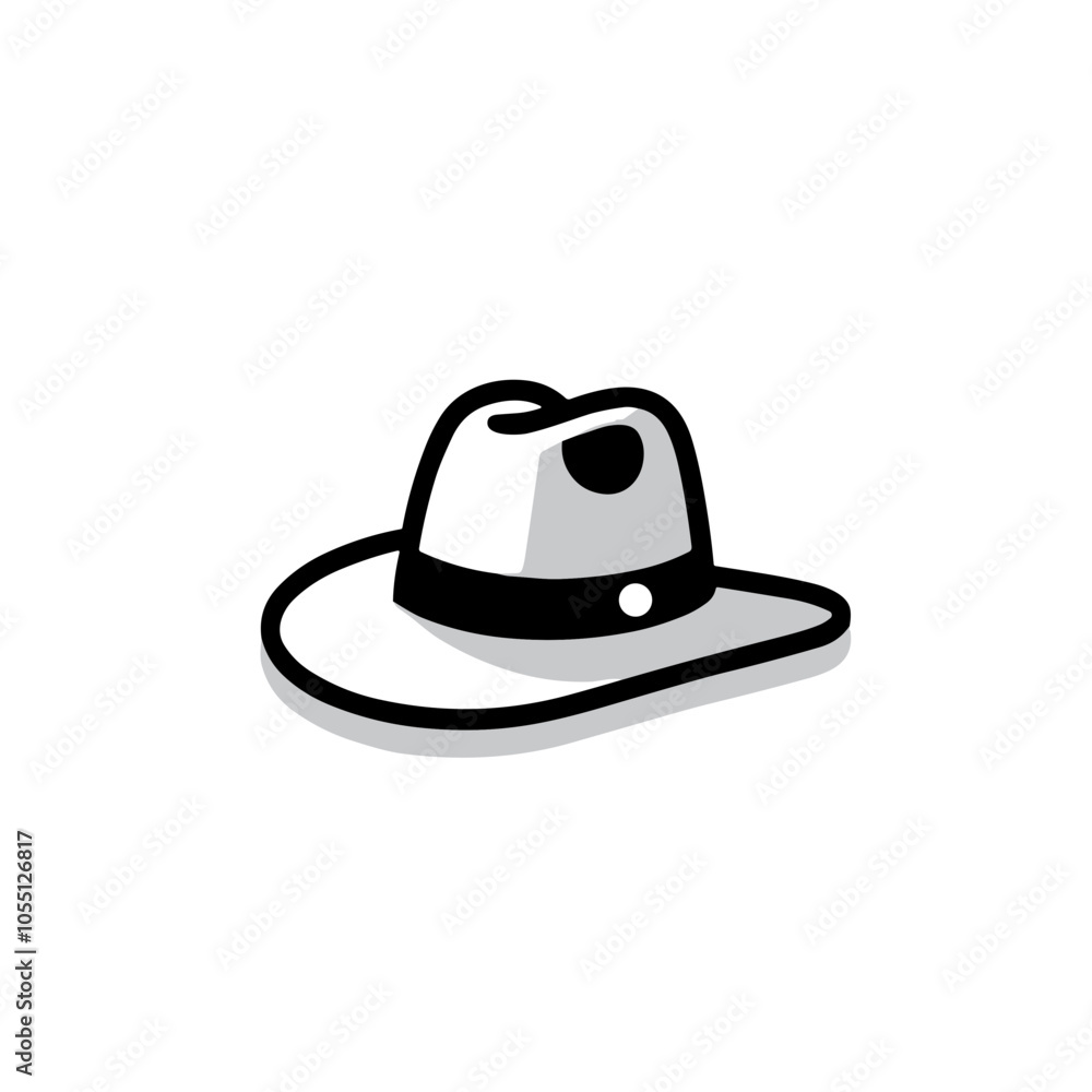Fedora Hat Icon in Black Line Style, Classic Style Fedora Hat Icon in Black Line Style, Classic Style