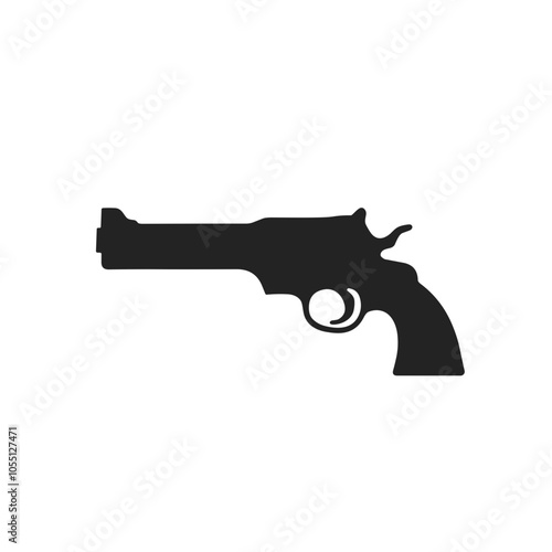 Gun Icon, Black and White Line Art, Weapon Symbol