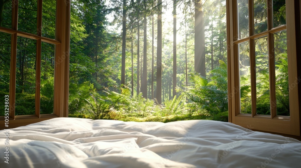 Serene Forest View from Bedroom Window Serene Forest View from Bedroom Window