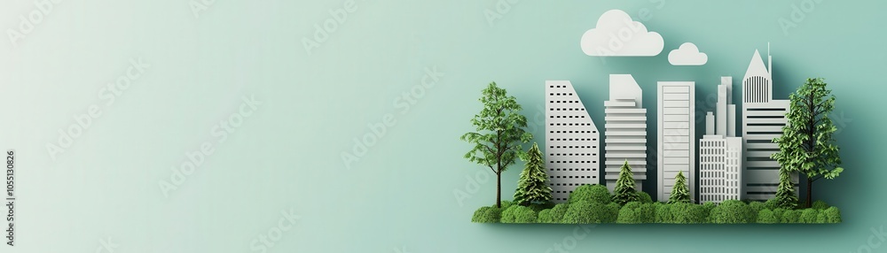 Green technology, advanced urban systems, carbon-neutral innovations, 3D illustration