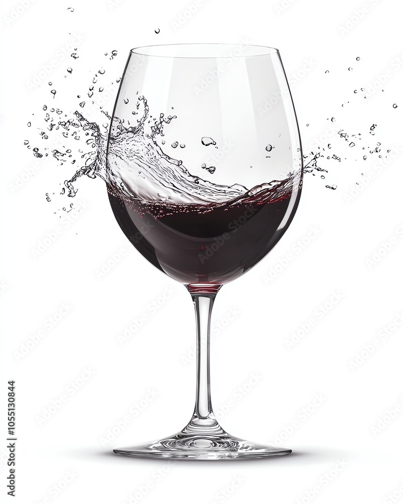 Floating wine glass with splashing water inside, high-speed photography, white backdrop, professional product shot Floating wine glass with splashing water inside, high-speed photography, white backdrop, professional product shot
