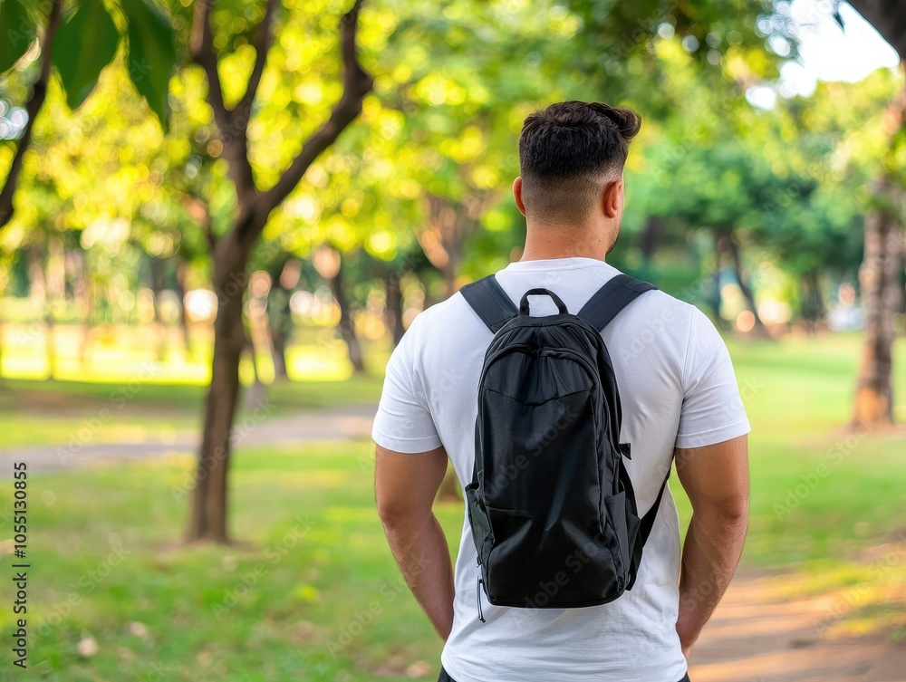 Dejected Man in Nature with Backpack Dejected Man in Nature with Backpack