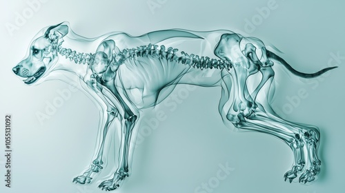 Artistic Illustration of Dog's Hind Legs and Skeleton